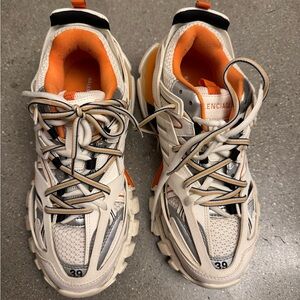Balenciaga track sneaker, orange and white, size 39, unisex